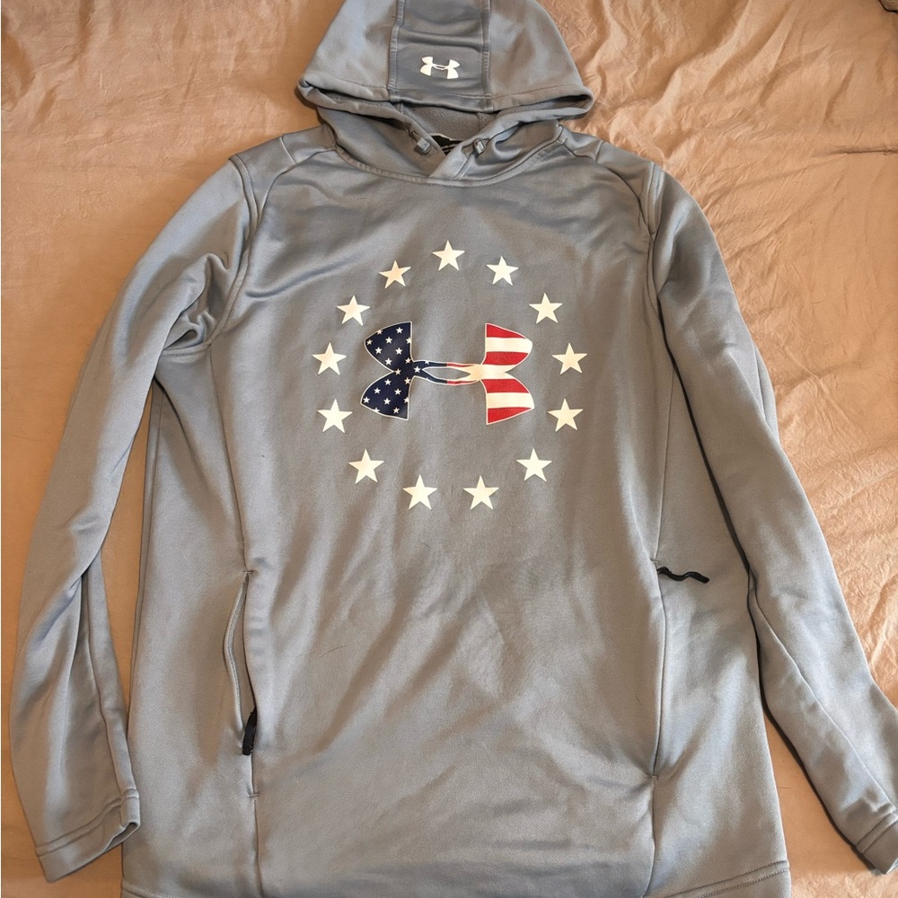 Under Armour Gray Hoodie with American Flag Logo